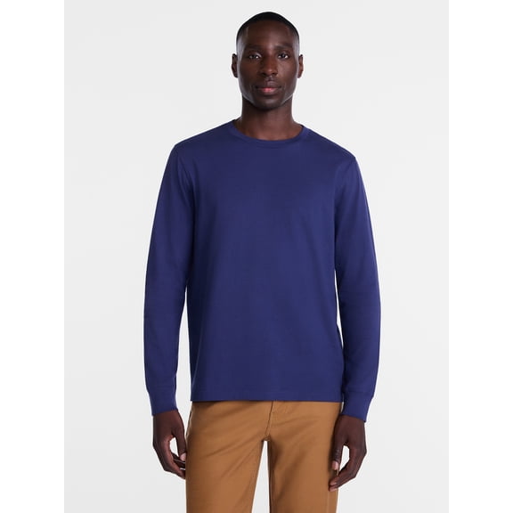 George Men's and Big Men's Cotton Crewneck Tee with Long Sleeves, Sizes XS-3XL