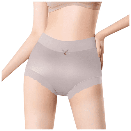 Fulorrnie Underwear for Women Seamless High Cut Comfort Breathable Panties Cute Waistband Elastic Waist Panty Grey M