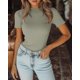 thumbnail image 4 of Tops Huukeay para mujer, cuello alto, manga corta, algodón, 4 of 7