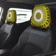 thumbnail image 2 of Kdxio Yellow Mandala Pattern Print 2 Piece Car Head Rest Covers Set Auto Front/Rear Seats Headrest Cover Universal Fit Most Cars,Sedan, SUV, 2 of 9