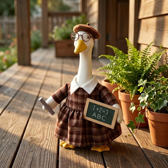 Porch Goose Outfit, 22-Inch Plaid Skirt Set for Decorative Lawn Geese Statues, Outdoor Garden Patio Costume