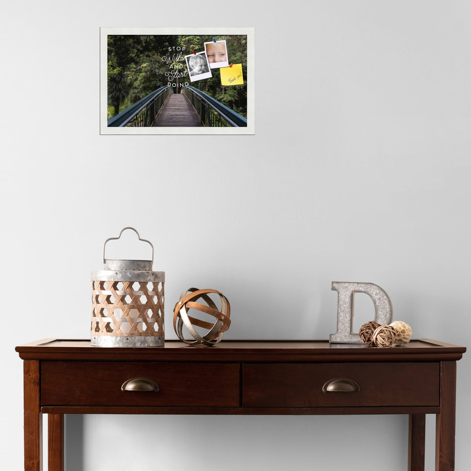 PinPix 18x12 Custom Cork Bulletin Board Stop Wishing Start Doing Poster Board Has a Fabric Style Canvas Finish, Framed in Stop Wishing Start Doing, by ArtToFrames (PinPix-1489)