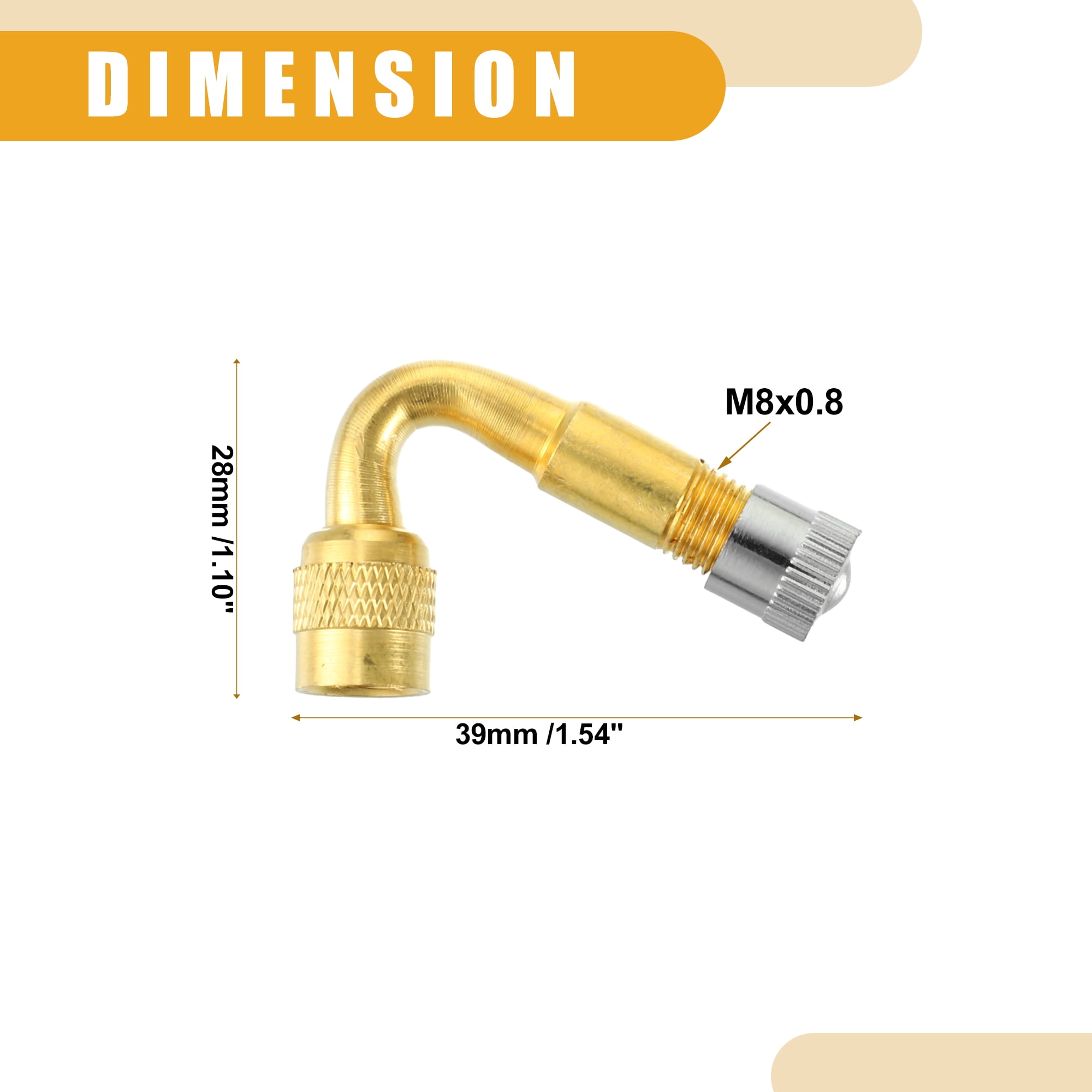 Unique Bargains 1 Set Universal Tire Valve Stem Extenders Extension Adapter - Copper Gold
