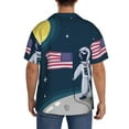 thumbnail image 3 of Pofeuu Astronaut With USA Flag Print Mens Casual Short Sleeve Shirts Beach Summer Spread Collar Pocket Tops Men's Casual Short-sleeved Shirt-XX-Large, 3 of 5