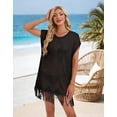thumbnail image 3 of Drvitor Beach Cover Up for Women Casual Loose Batwing Sleeve Swimsuit Cover Up Diamond Hollow Bathing Suit Cover Up with Tassel Hem, 3 of 8