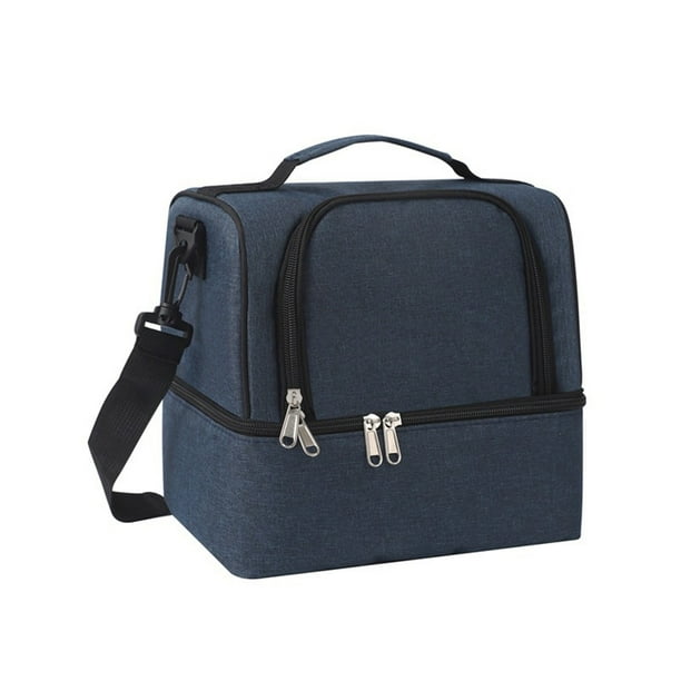 Bolsa isotérmica para el almuerzo para hombres y mujeres, con doble compartimento, ideal para bento, botellas de leche y loncheras. Bolsa térmica impermeable con correa para el hombro, perfecta para
