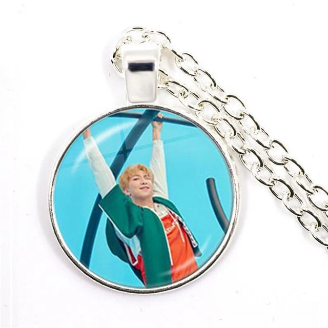 Collar con colgante de cabujón de cristal Kpop de 25mm, joyería k-pop Boys, accesorios para fanáticos de Bigbang, álbum Love Yourself, joyería para mujeres