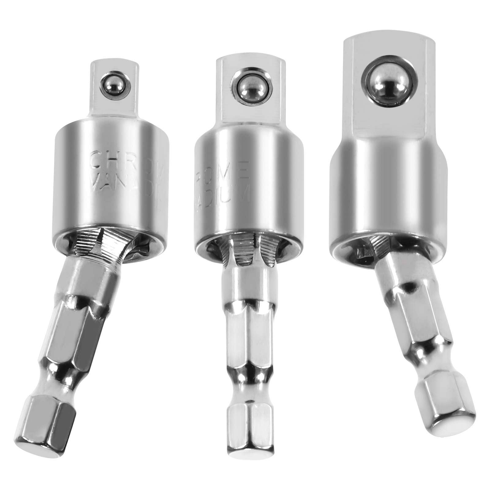 Impact Grade Socket Adapter 3 Pack Set, 360° Rotatable Universal Joint