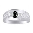 thumbnail image 1 of RYLOS Men's Rings 14K White Gold Classic Nugget 6X4MM Oval Gemstone & Diamond Ring Onyx October Birthstone Rings Size 13, 1 of 7