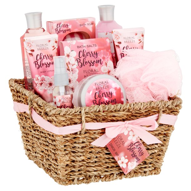 Bath & Spa Holiday Gift Set Basket, Cherry Blossom, 10 Piece Walmart
