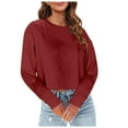 thumbnail image 1 of SNKSDGM Chemise Noire à Manches Longues Femme Ajustée Hauts d'Entraînement à Manches Longues pour Femmes Grande Taille Mode Femme Décontracté Uni Col Rond T-Shirt Court à Manches Longues Haut m, 1 of 5