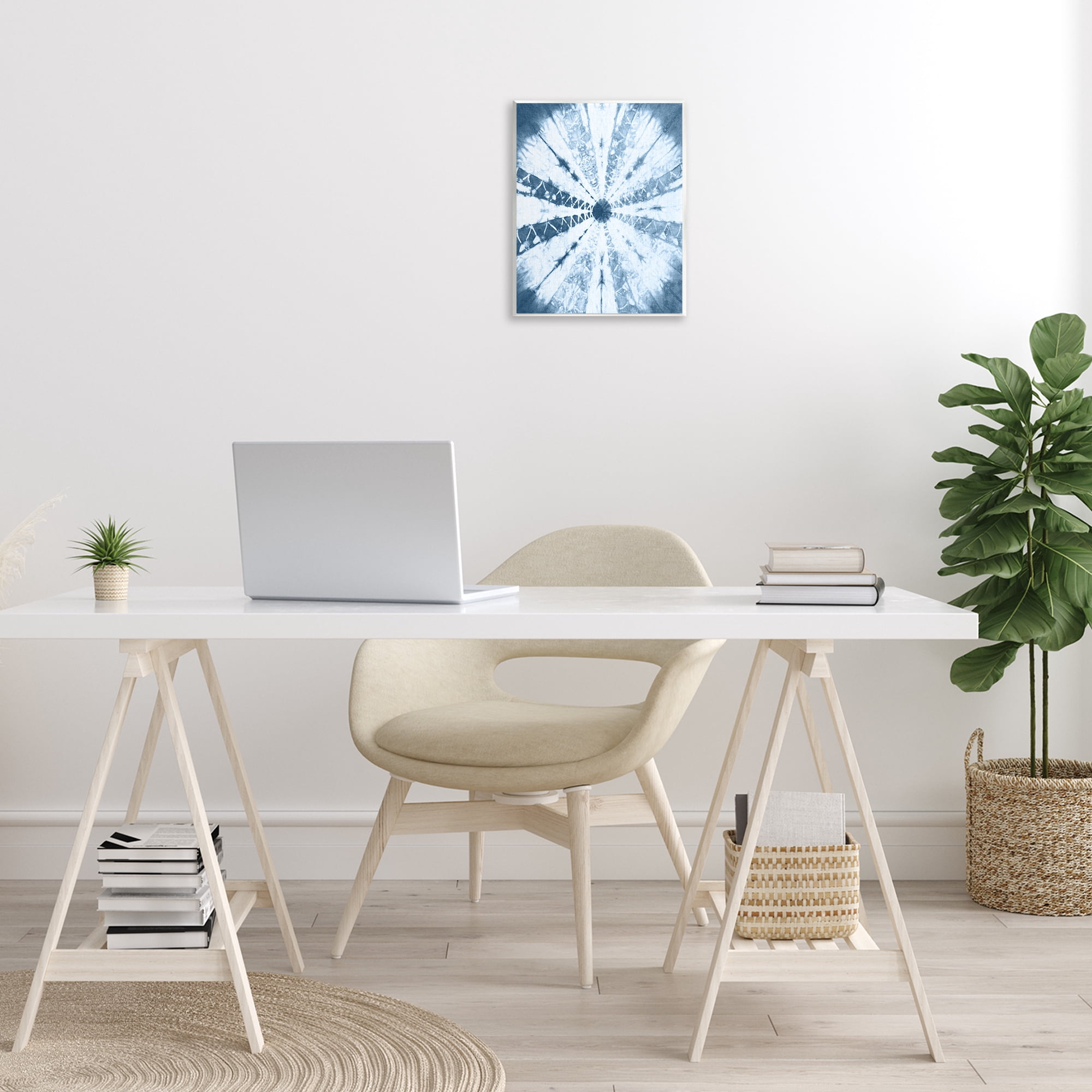 Stupell Industries Blue Tie Dye Sunburst Abstract Painting Unframed Art Print Wall Art, 11 x 14