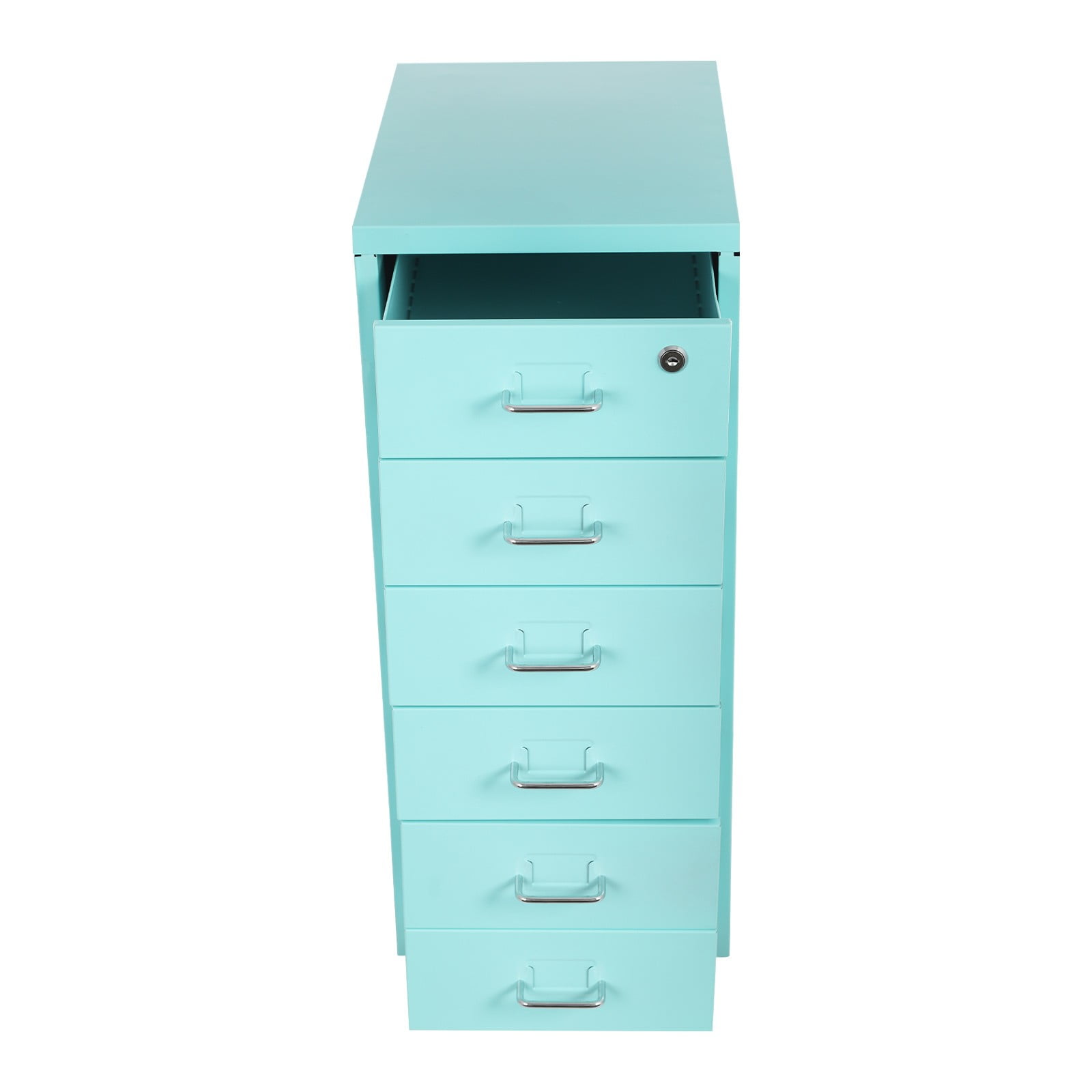 6-Tier 28*41*69cm Metal File Cabinet Home Office Freestanding Vertical File Cabinet Lockable with Curved Handle