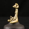 thumbnail image 3 of SPRING PARK Retro Brass Meditate Zen Buddhism Frog Statue Small Ornament Copper Animal, 3 of 7