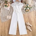 thumbnail image 2 of Auroural girls clothes size 8 jumpsuit for girls 7-8 Girls' Casual Sleeveless Jumpsuits crew-Neck Lace Loose Romper Long Pants With Belt, 2 of 6