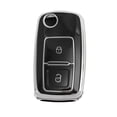 thumbnail image 1 of Funda de Llave de Coche de TPU Silicona en Negro y Tono Plateado para VW Golf 4 5 6 MK4 MK5 MK6 Polo GTI Transporter T4 T5 T6 - Funda de Llave de Control Remoto de 2 Botones, 1 of 6