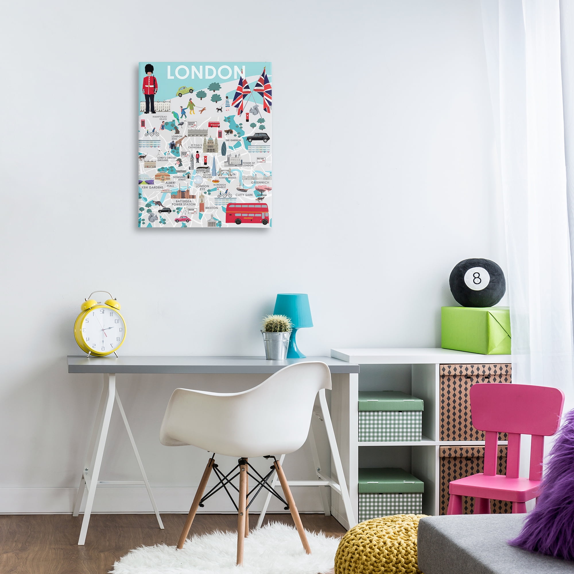 Stupell Industries London Landmark Map Cities & Countries Painting Wrapped Canvas Art Print Wall Art, 24 x 30