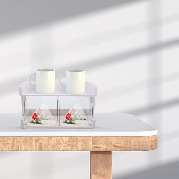 LITINKIMI Office Tea Bag Storage Organizer White 1Pcs 11.8X6.7X4.3in