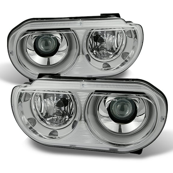 AKKON - For Dodge Challenger OE Replacement HID Xenon Chrome Projector Headlights Headlamps Left Right