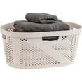 thumbnail image 1 of L Laundry Basket Clothes Hamper Wicker Design Plastic L x .W x .H Ivory, 1 of 6