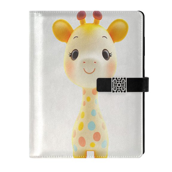Premium Faux Leather Notebook - Refillable, Multi-Functional Organizer, 23.3x17cm, All-Season Use，Cute Giraffe
