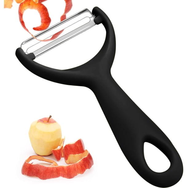 Pelres de verduras para cocina, hoja de acero inoxidable, pelr de zanahoria, forma de Y, mango ergonómico, herramienta de pel de frutas (negro)