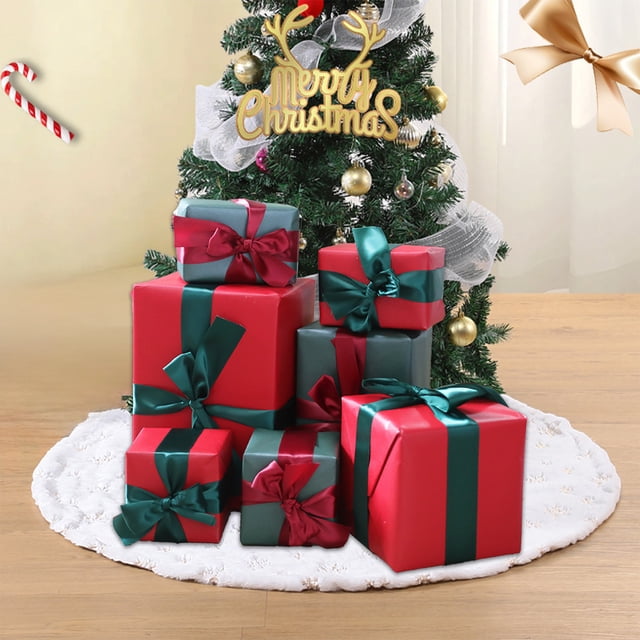 YIMWNYI Christmas Gift Boxes Set of 7, Holiday Decorations, Matte Finish, LED Lighted Decorative Boxes for Home, Yard, Patio, Perfect for Christmas Tree and Festive Atmosphere