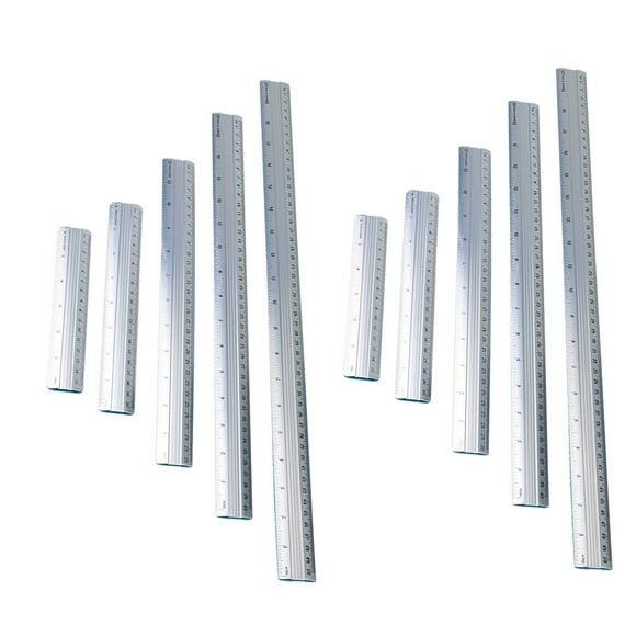 CIMAXIC 10pcs Portable Straight Ruler Multi-color Aluminum Ruler Durable Metal Ruler Practical Stationery Set for Home School Office (15mm 20mm 30mm 40mm 50mm 2pcs for Each),19.69"X1.18"X0.08"