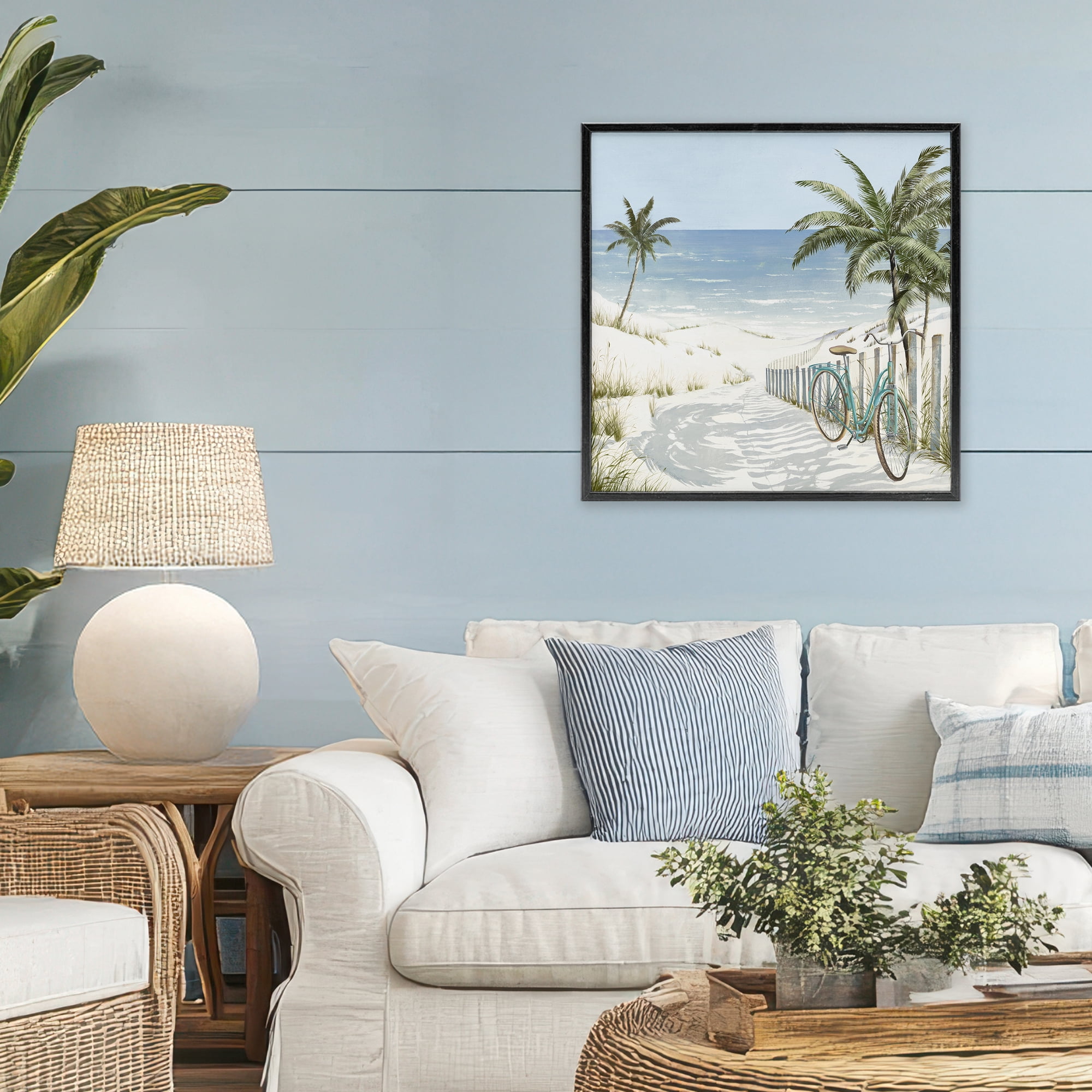 Stupell Industries Beach Bike Coastal Scene Black Framed Giclee Art, design by Lorenzo Collective