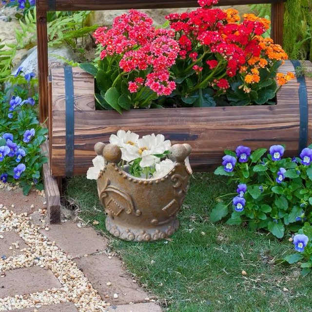 Pot de Jardin Rétro en Résine pour Plantes Succulentes Pot de Fleurs Pot Décoratif pour Maison Balcon Jardin Patio Intérieur & Extérieur