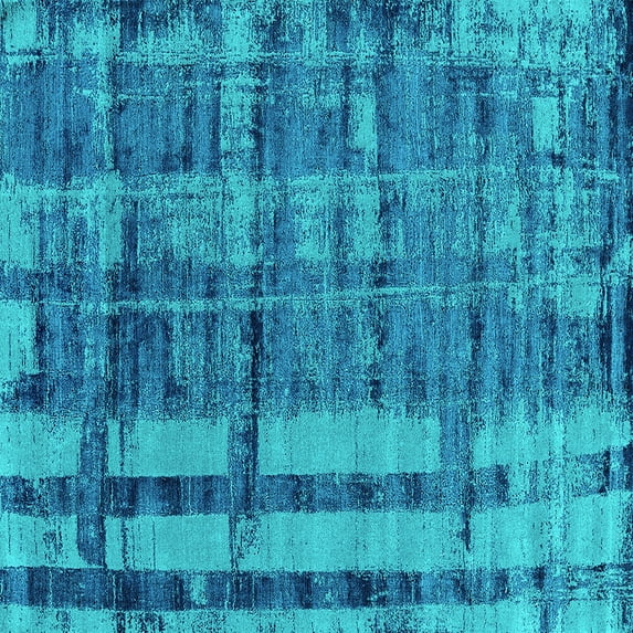 Ahgly Company Indoor Square Oriental Turquoise Blue Industrial Area Rugs, 8' Square
