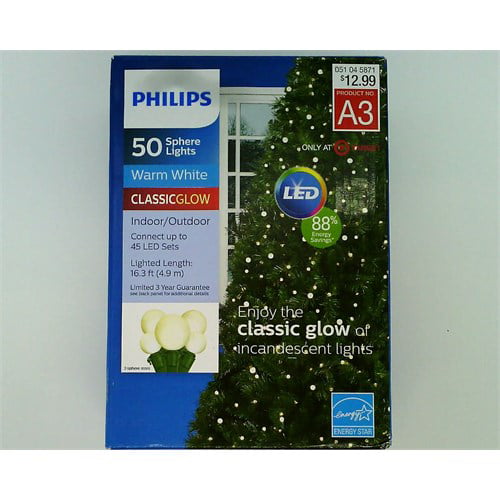 Philips Christmas LED Sphere String Lights Warm White GW 3 Sizes - Walmart.com
