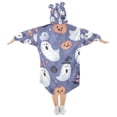 thumbnail image 2 of FORMRS Wearable Blanket Hoodie with Sleeves for Kids Cozy Flannel Sweatshirt, Blue Cute Halloween, 2 of 7