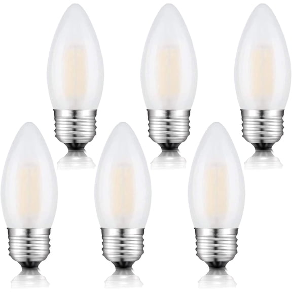 E26 Candelabra Bulb Frosted Medium Base 2700K Warm White Equivalent 25 Watt Light Bulbs, B11 Dimmable YANTON 2W Chandelier Candle Light for Decorative, 6 Pack