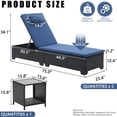 thumbnail image 3 of 3 Pcs Patio Chaise Lounge with Coffee Table Cushion&Pillow Outdoor Lounge Chair Chaise Lounger Patio Reclining Chair 5 Angle Adjustment PE Rattan for Courtyards Poolside Garden, 3 of 10