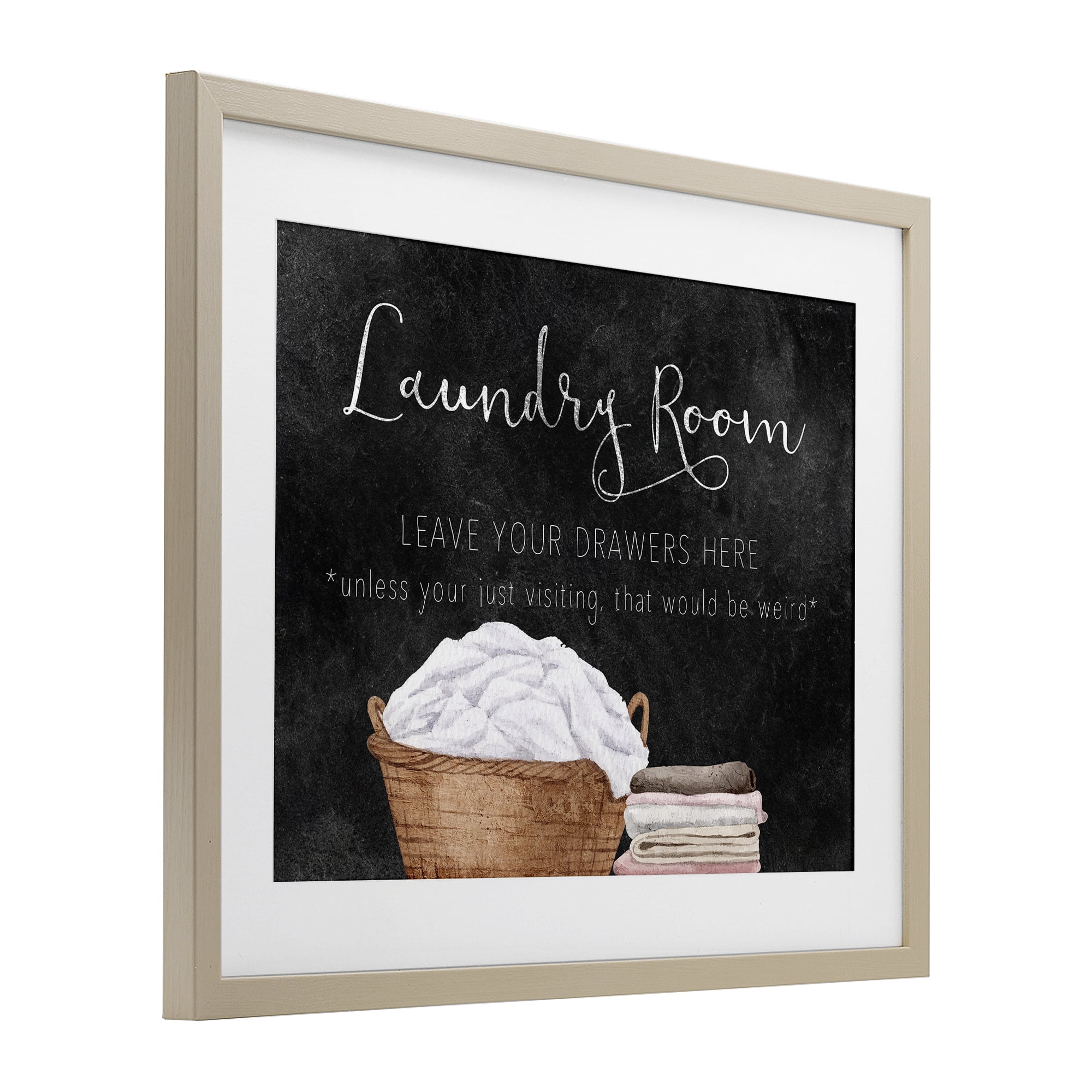 Leave Your Drawers Laundry Birch Framed Print Under Glass, design by Kim Allen