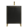 thumbnail image 2 of Fine Fixtures Opulence Collection 24 in. W x 18 in. D x 33 in. H Bathroom Vanity in Black Matte with White Ceramic Sink - Satin Brass hardware, 2 of 9