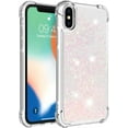 thumbnail image 3 of Compatible with iPhone X Case Glitter Liquid Cute Clear Phone Case Floating Quicksand Shockproof Protective Bumper Silicone Soft TPU Case for iPhone X/iPhone Xs Star Pink YB, 3 of 13