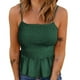 thumbnail image 3 of Top de tirantes para mujer, Top fruncido con dobladillo con volantes, corte ajustado, Top de verano sin mangas para citas diarias en la playa, 3 of 5