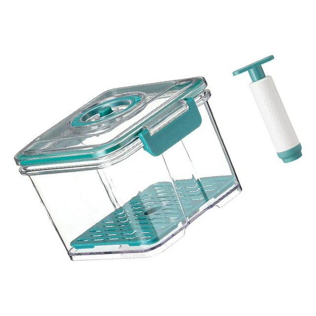 Cateissary Contenedor de vacío de plástico práctico y duradero para refrigerador, caja de almacenamiento de alimentos Almacenamiento y organización del hogar Verde 1.5L 1.5 L 2.5 L