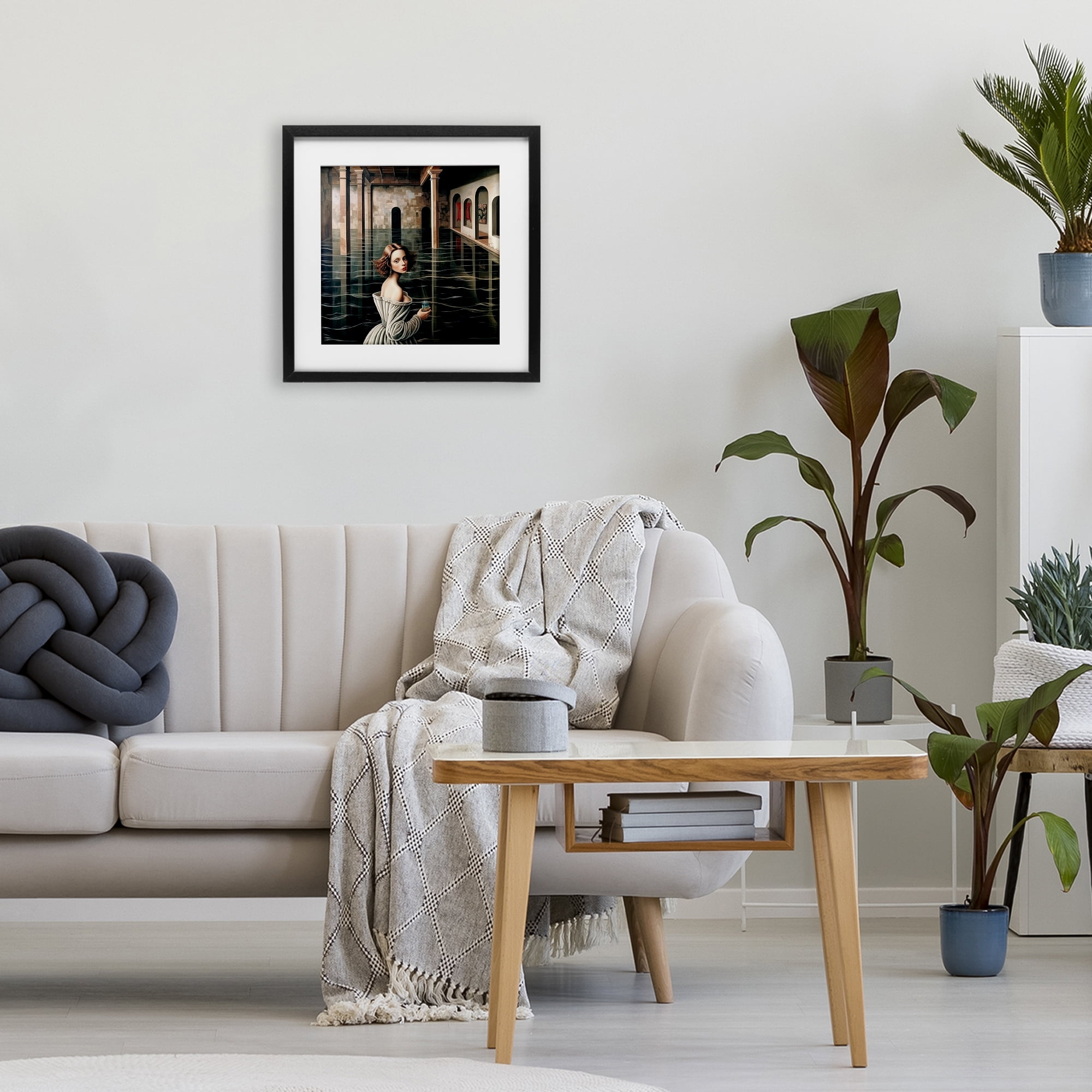 Portal Of Reflections Black Framed Print Under Glass, design by Sasha