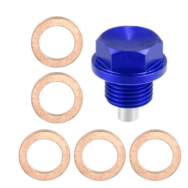 Unique Bargains 1 Set M16x1.5 Oil Drain Plug Magnetic Aluminum Sump Drain Nut Oil Drain Bolt with 5 Washer for Car Blue