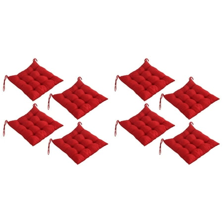 

8 Pcs Red Square Thickened Seat Cushions Soft Polyester Chair Cushions with Two Ties 16x16 Inches Washable Ideal for Kitchen Dining Room Office Use