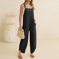 thumbnail image 3 of Women's Casual Loose Bib Jumpsuit Wide Leg Sleeveless Pocket Overall Romper, 3 of 6
