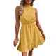 thumbnail image 5 of VISgogo Mini vestido para mujer, elegante, sin mangas, cuello alto, sólido, verano, casual, citas, vestido de una línea VISgogo moda, 5 of 7