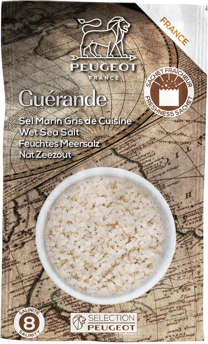 Peugeot Grey Sea Salt from Guerande, 300g - 6 fresh sachets of 50g