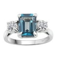 thumbnail image 1 of Sterling Silver with London Blue Topaz and Moissanite Three Stone Ring, 1 of 3