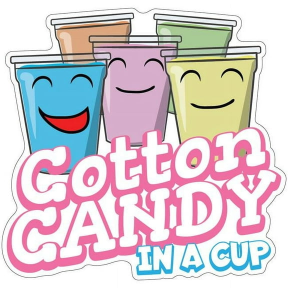 SignMission 8 in. Decal Concession Stand Food Truck Sticker - Cotton Candy in a Cup