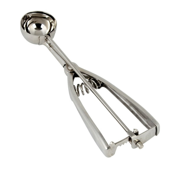 Excellante 0.5 oz stainless steel ambidextrous scoops, 1.5" diameter, comes in each