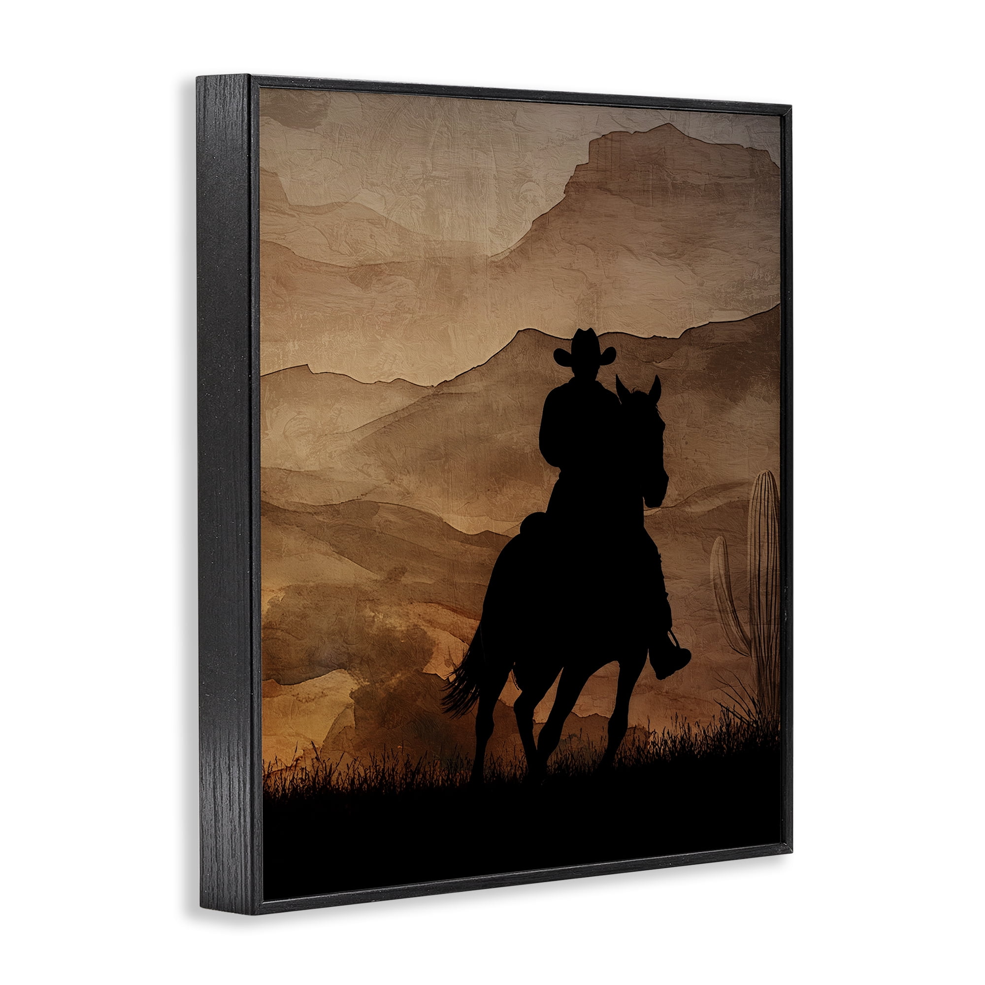 Stupell Industries Cowboy's Sunset Ride Black Framed Giclee Art, design by Kim Allen